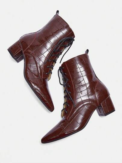 Bota Feminina July Premium - Cadarço Frontal - Ziper Lateral Vinho