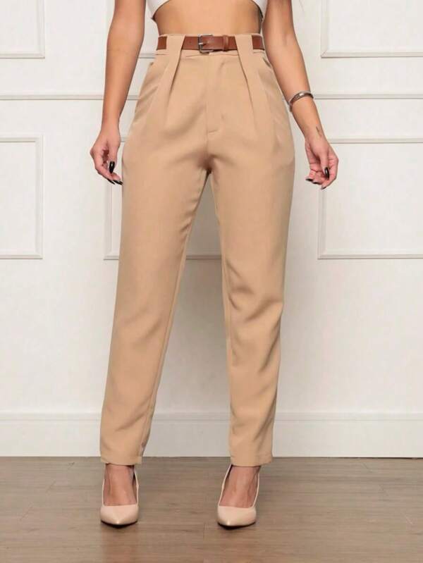 Calça Alfaiataria Feminina Linho Social Cintura Alta