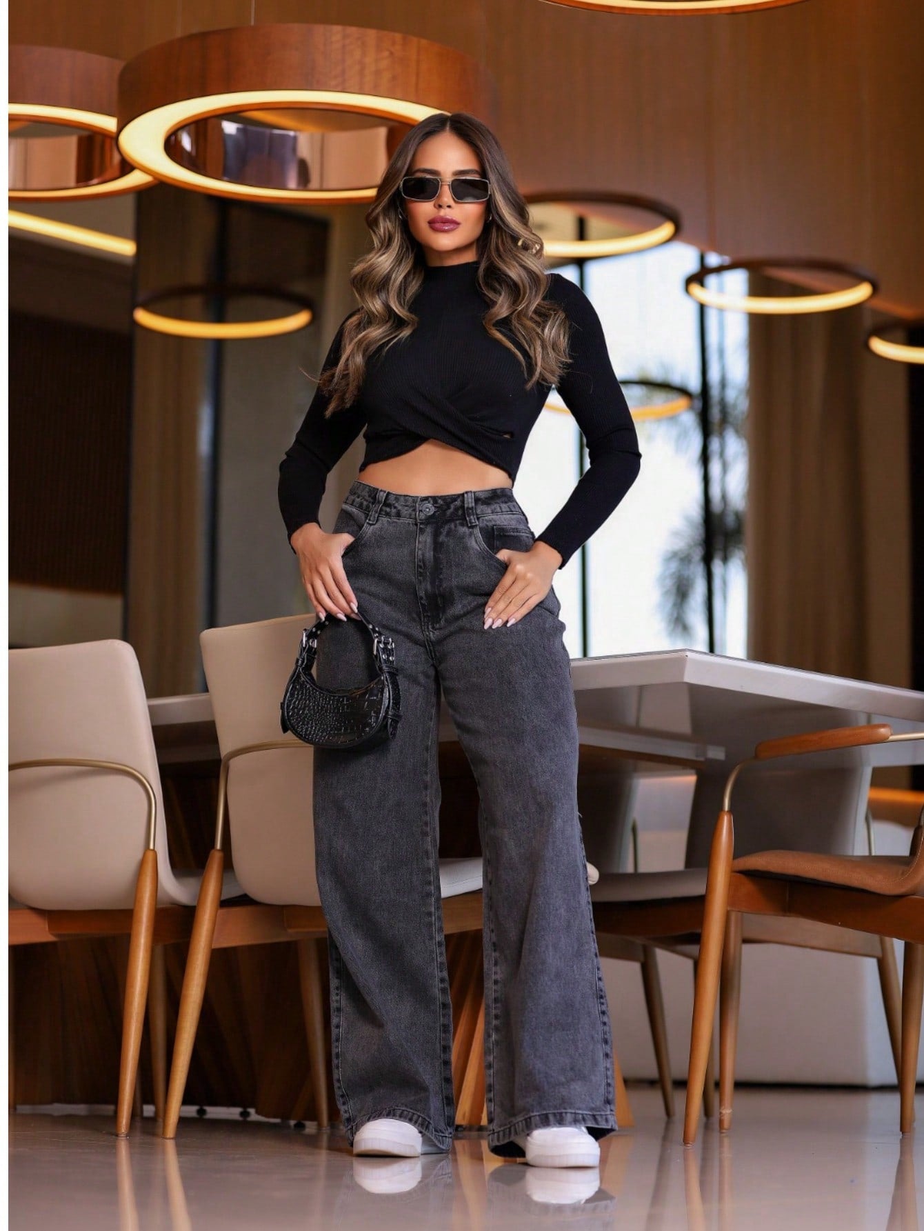 Calça Cargo Feminina Preta
