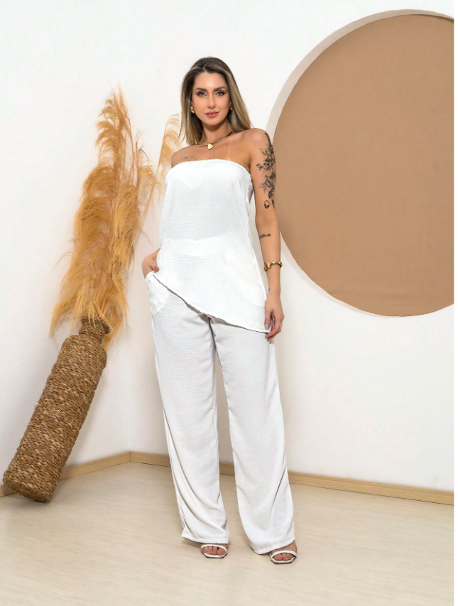 Conjunto Blusa Tomara Que Caia e Calça Pantalona Alfaiataria Duna 8