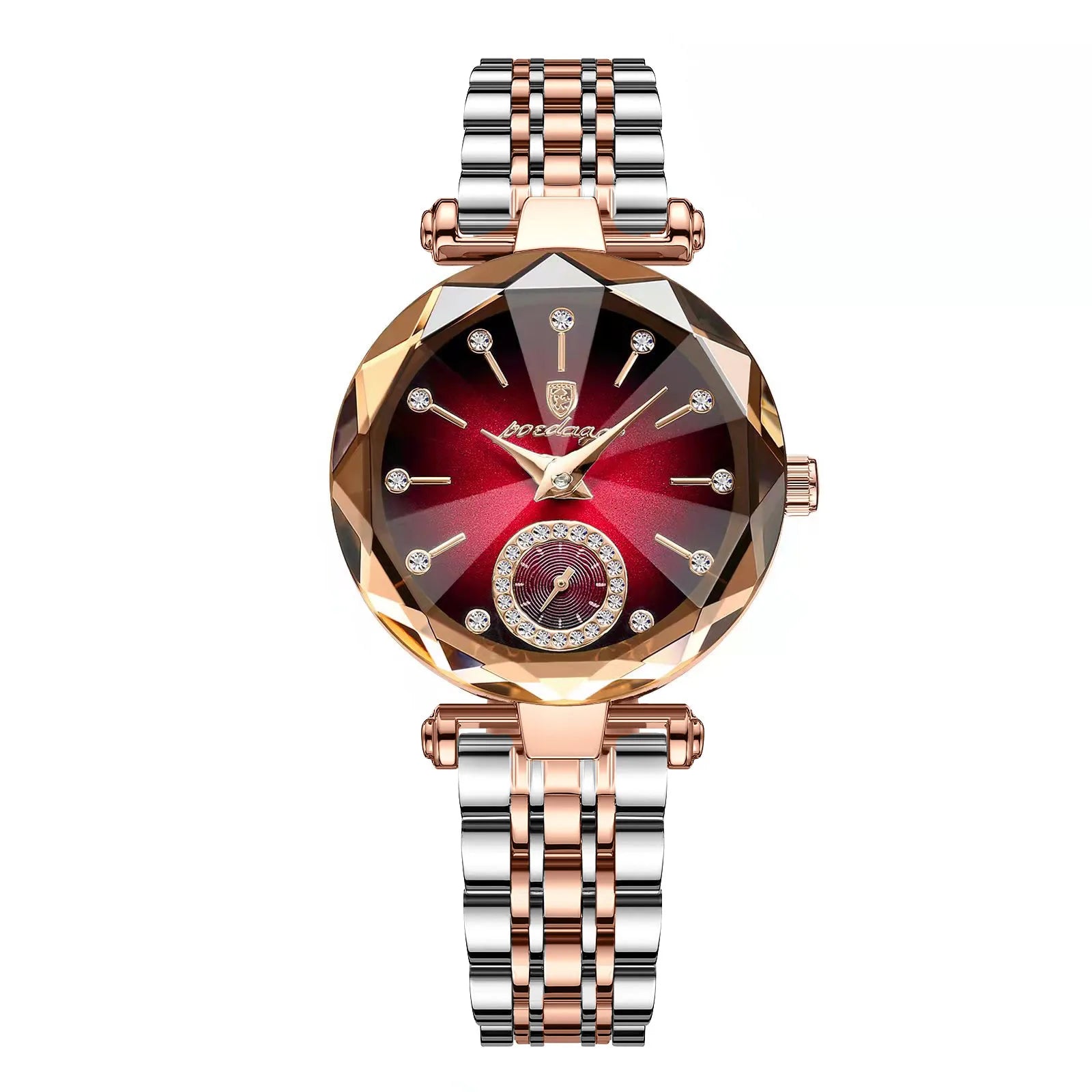 Relogio Feminino Champions Poedagar Diamante Rubi 9