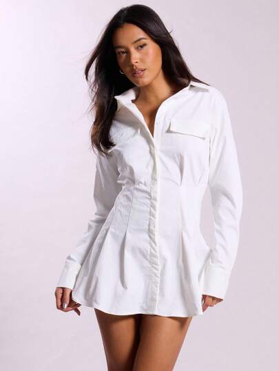 Vestido Camisa Feminino Elegante Curto