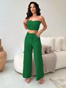 Conjunto Alfaiataria Feminino Top e Calça Cargo Exclusive
