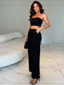 Conjunto Alfaiataria Feminino Top e Calça Cargo Exclusive
