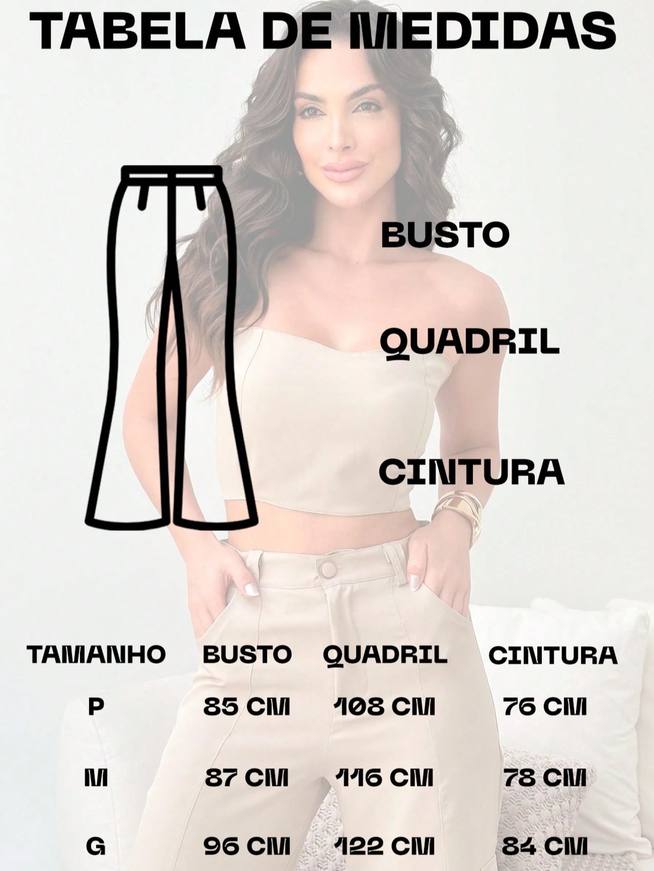 Conjunto Alfaiataria Feminino Top e Calça Cargo Exclusive