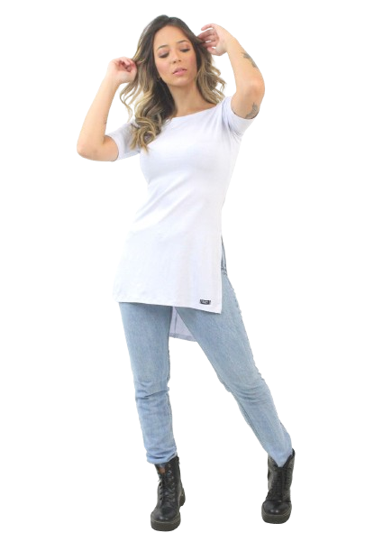 Blusa Alongada Feminina Com Fendas Laterais Vany