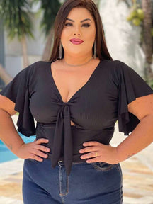 Blusa Feminina Croped Plus Size Canelada 10