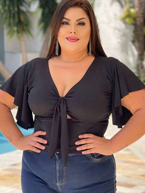 Blusa Feminina Croped Plus Size Canelada 10
