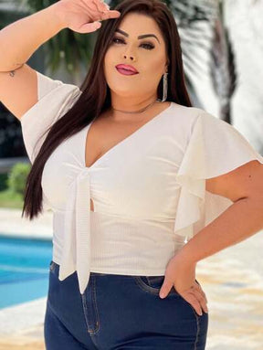 Blusa Feminina Croped Plus Size Canelada 13