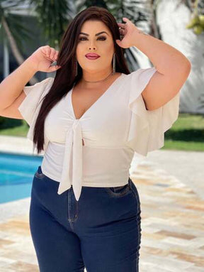 Blusa Feminina Croped Plus Size Canelada 14