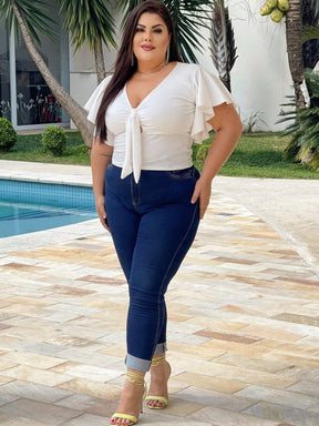 Blusa Feminina Croped Plus Size Canelada 16
