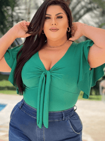 Blusa Feminina Croped Plus Size Canelada 20