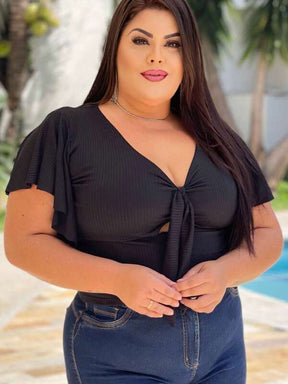 Blusa Feminina Croped Plus Size Canelada 7