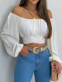 Blusa Feminina Manga Longa Social Layne Branca