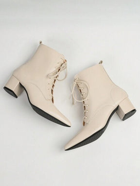 Bota Feminina July Premium - Cadarço Frontal - Ziper Lateral Branca