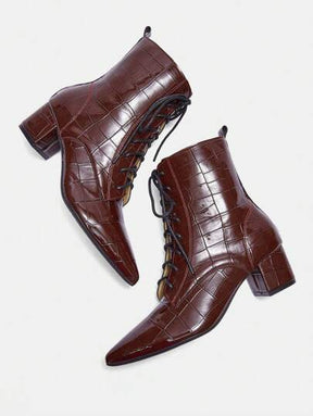 Bota Feminina July Premium - Cadarço Frontal - Ziper Lateral Vinho