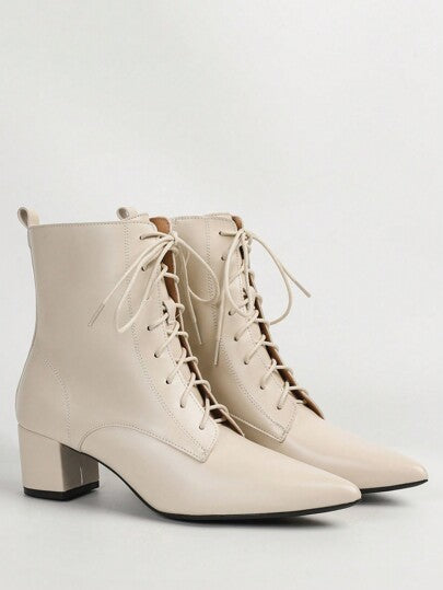 Bota Feminina July Premium - Cadarço Frontal - Ziper Lateral