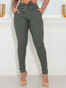 Calça Alfaiataria Feminina Skinny Lycra Com Laço Social 1