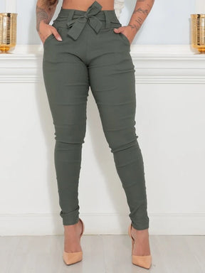 Calça Alfaiataria Feminina Skinny Lycra Com Laço Social 1