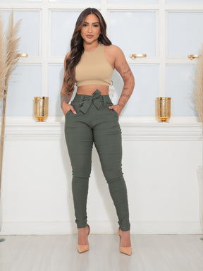 Calça Alfaiataria Feminina Skinny Lycra Com Laço Social 2