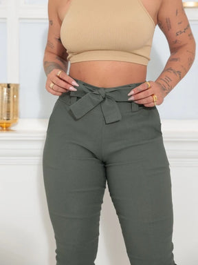 Calça Alfaiataria Feminina Skinny Lycra Com Laço Social 2