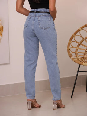 Calça Jeans Rasgada Feminina Com Cinto Lucy 4