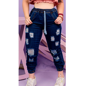 Calca Jeans Jogger Feminina Cintura Alta Lys 2