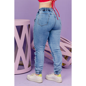 Calca Jeans Jogger Feminina Cintura Alta Lys 5