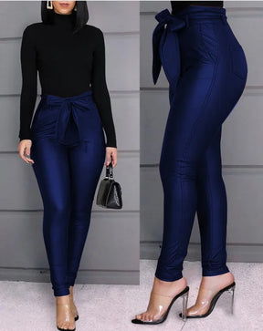 Calça de Couro Cintura Alta