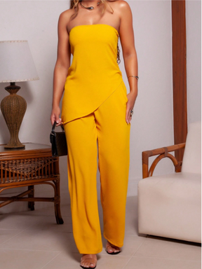 Conjunto Blusa Tomara Que Caia e Calça Pantalona Alfaiataria Duna