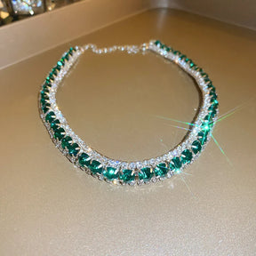 Conjunto de Joias - Colar e Brinco - Pedras Verde Diamante 3