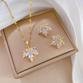 Joias Feminina Conjunto Brilhante Zircônica Colar e Brinco
