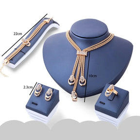 Joias Feminina Conjunto 4 Peças | Anel Colar Brinco Pulseira