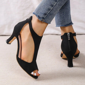 Sandalia Feminina Salto Alto Ziper nas Costas Fashion Elegance 6