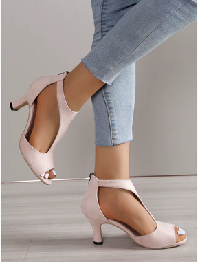 Sandalia Feminina Salto Alto Ziper nas Costas Fashion Elegance 10