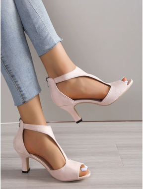 Sandalia Feminina Salto Alto Ziper nas Costas Fashion Elegance 12