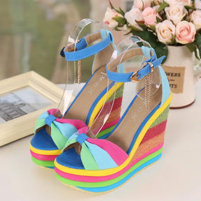 Sandália Plataforma Feminina Anabela Flatform Colorida Confortável 3