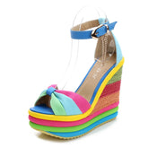 Sandália Plataforma Feminina Anabela Flatform Colorida Confortável 5