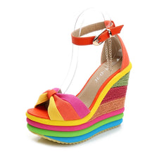 Sandália Plataforma Feminina Anabela Flatform Colorida Confortável 8