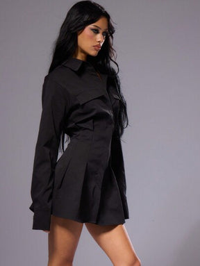Vestido Camisa Feminino Elegante Curto