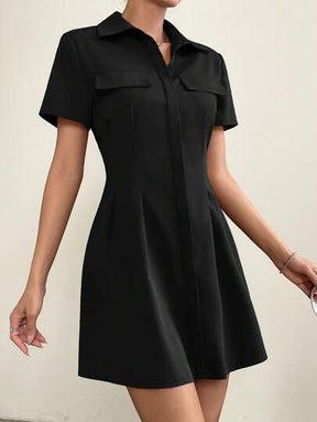 Vestido Camisa Feminino Elegante Curto