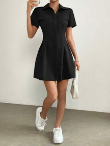 Vestido Camisa Feminino Elegante Curto