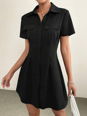 Vestido Camisa Feminino Elegante Curto