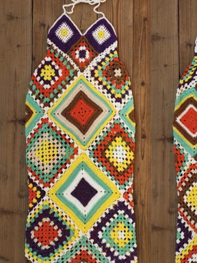 Vestido de Crochê Feminino Midi Colorido Moda 7